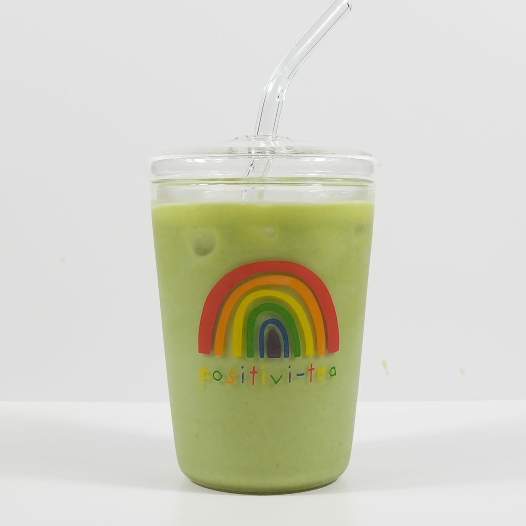 Positivi-tea Glass Cup and straw – Oh Matcha